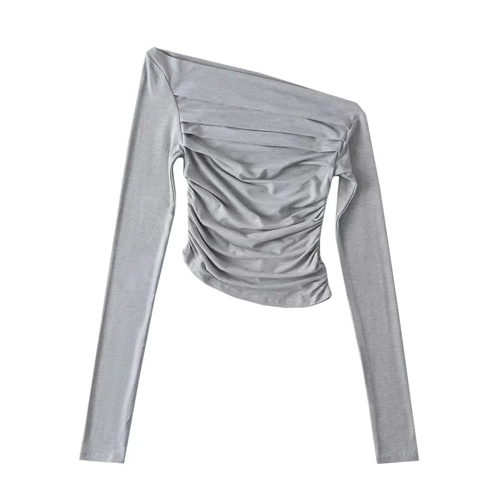 Off-shoulder Off-shoulder Collar Long Sleeve Bottoming Shirt
