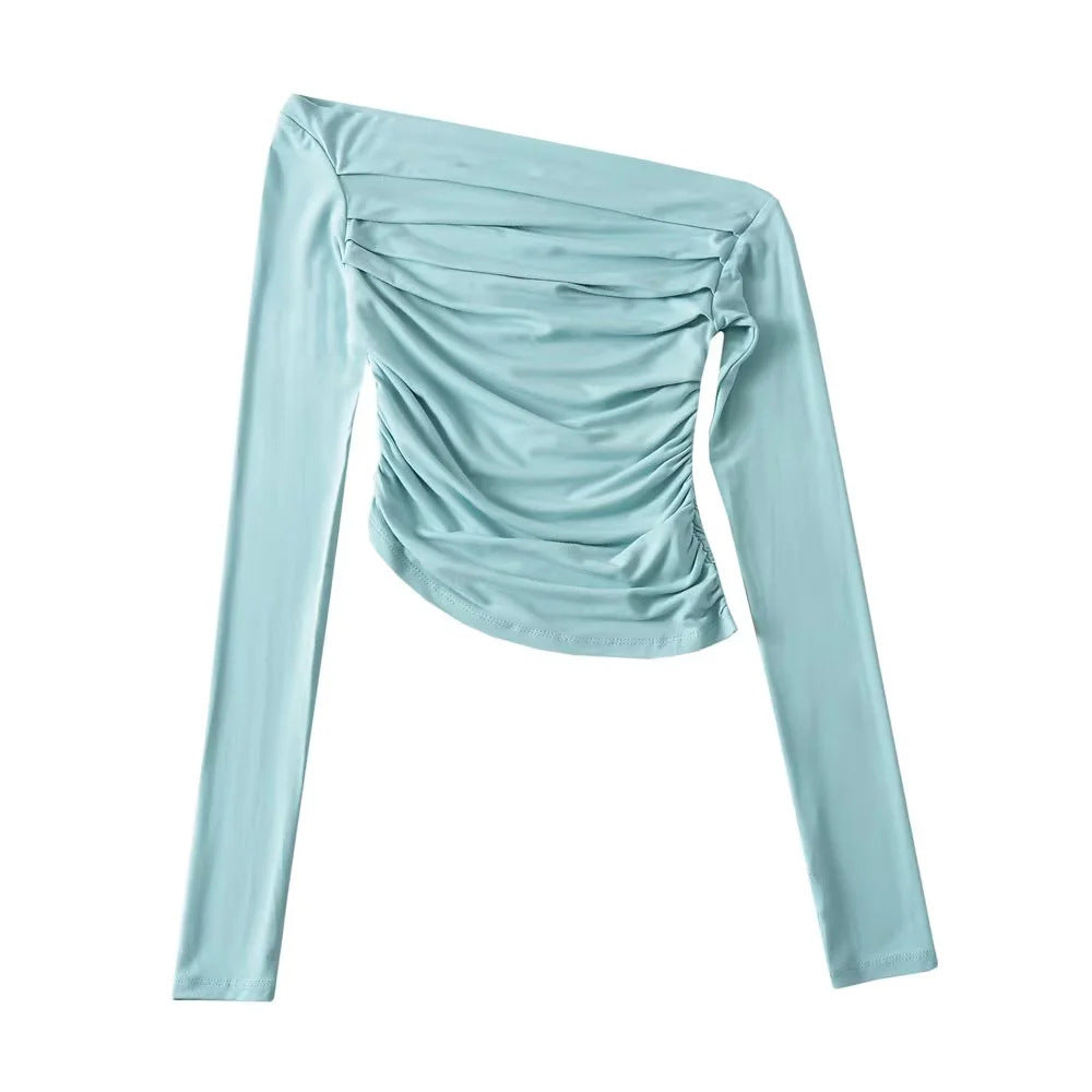 Off-shoulder Off-shoulder Collar Long Sleeve Bottoming Shirt