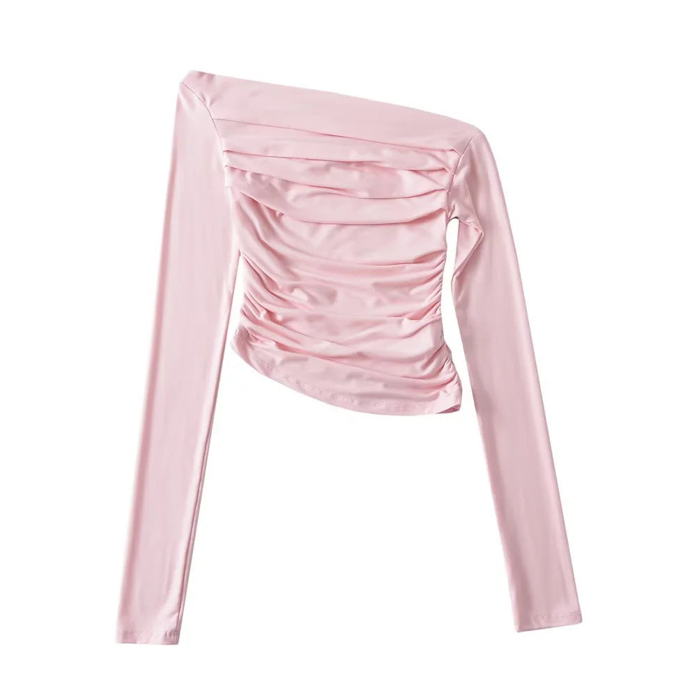 Off-shoulder Off-shoulder Collar Long Sleeve Bottoming Shirt
