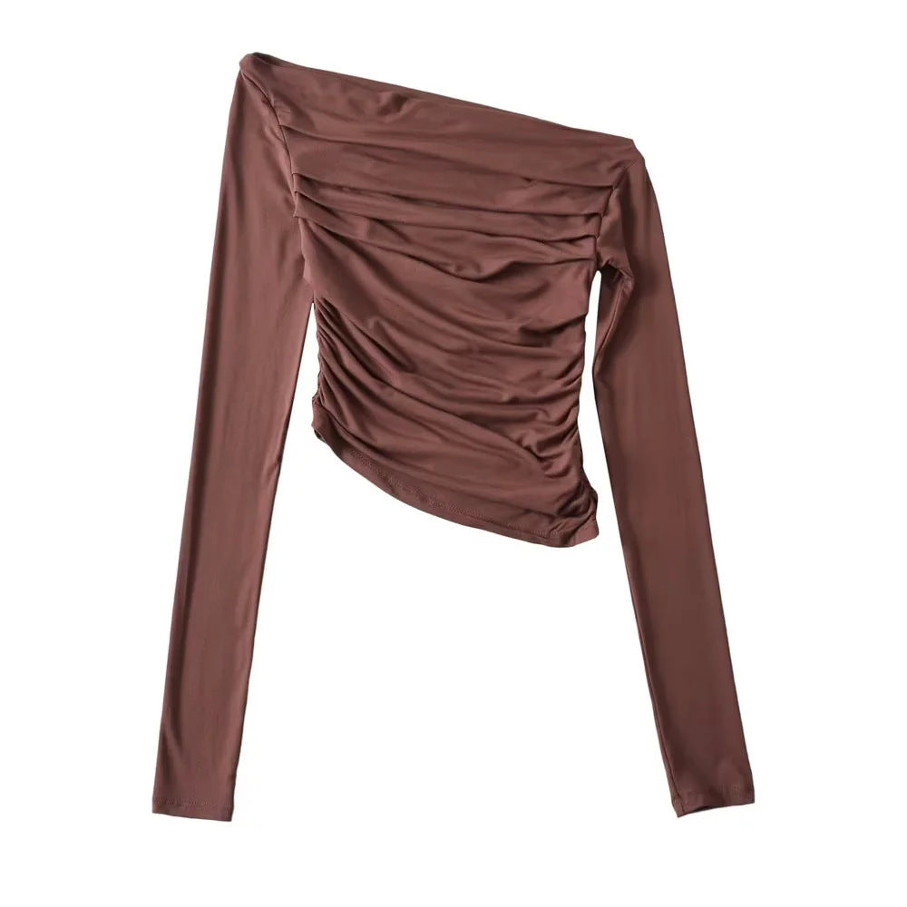 Off-shoulder Off-shoulder Collar Long Sleeve Bottoming Shirt