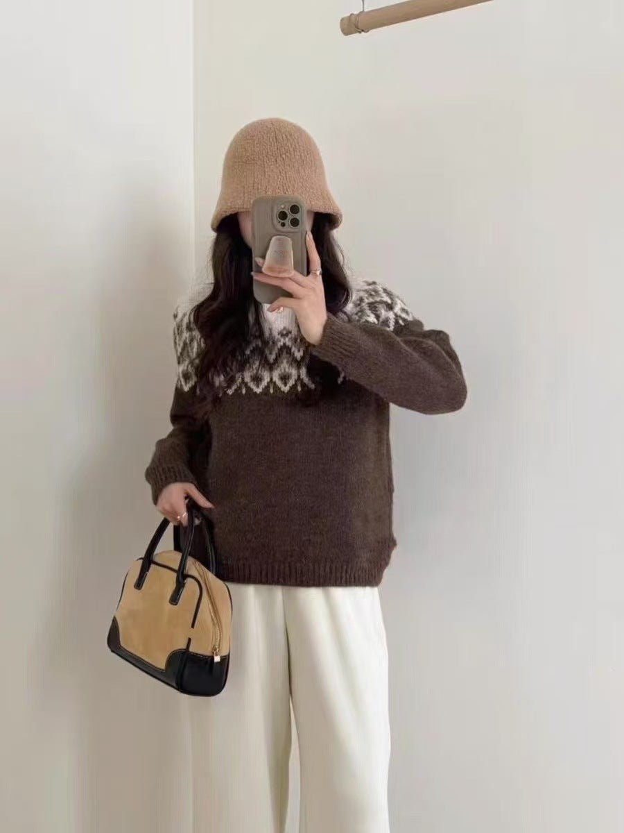 Retro Jacquard Knit Sweater