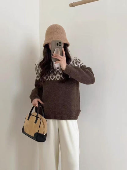 Retro Jacquard Knit Sweater