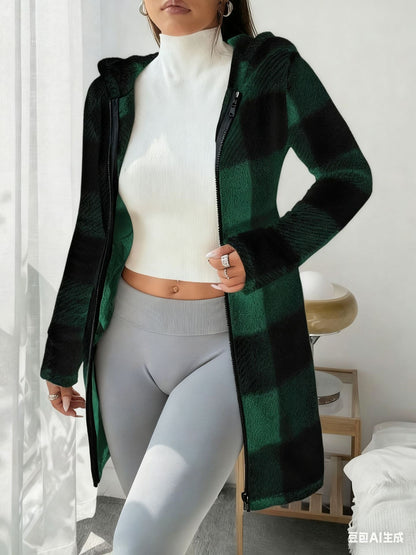 Cozy Plaid Hooded Coat