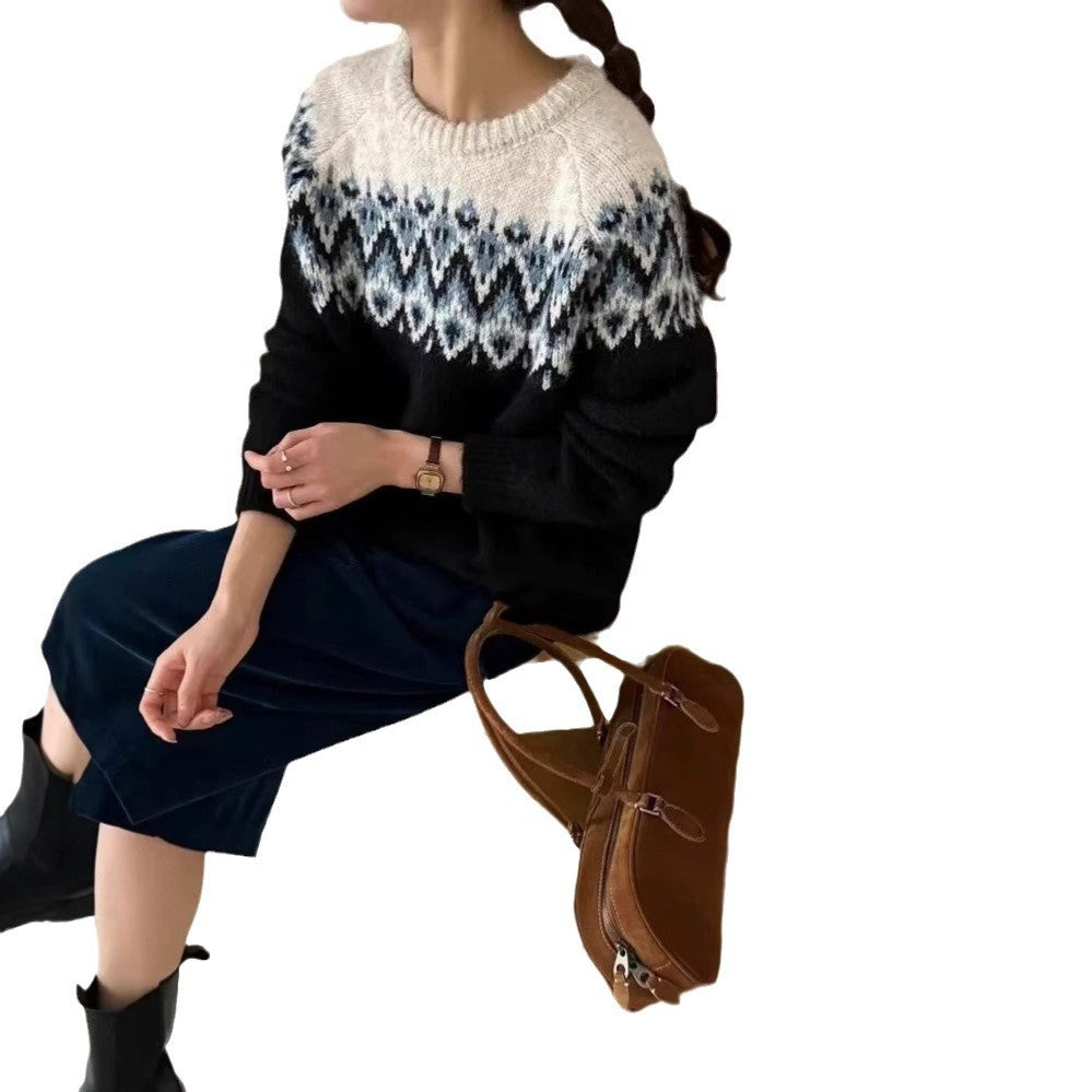 Retro Jacquard Knit Sweater