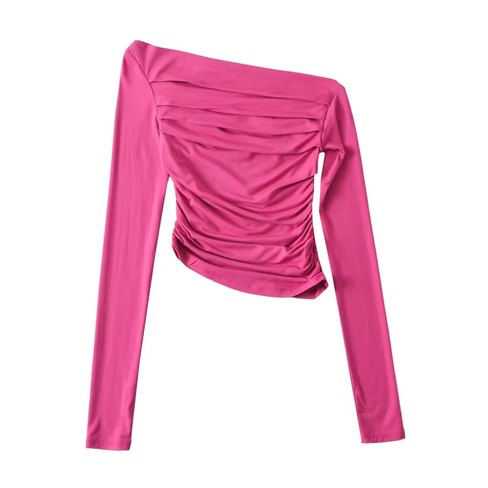 Off-shoulder Off-shoulder Collar Long Sleeve Bottoming Shirt