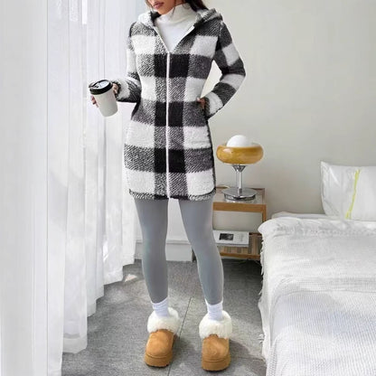 Cozy Plaid Hooded Coat