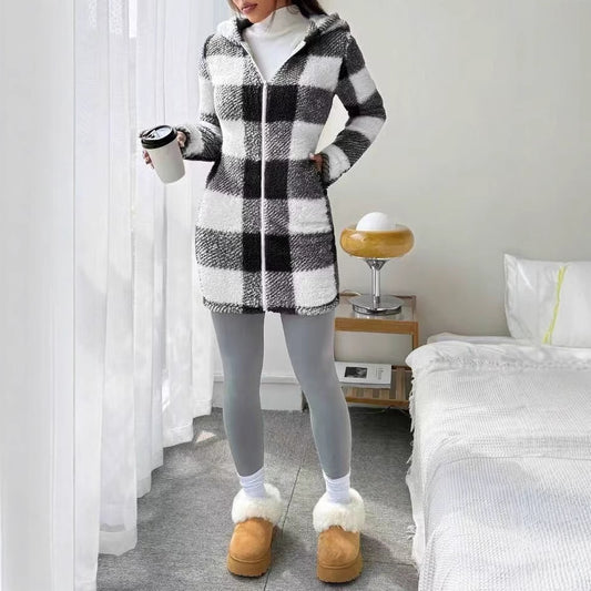 Cozy Plaid Hooded Coat