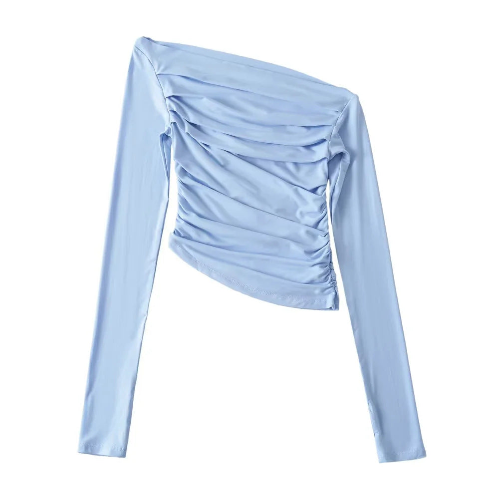 Off-shoulder Off-shoulder Collar Long Sleeve Bottoming Shirt