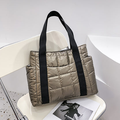 Space Cotton Checkered Car Stitching Trend Personality Zipper Female Bag