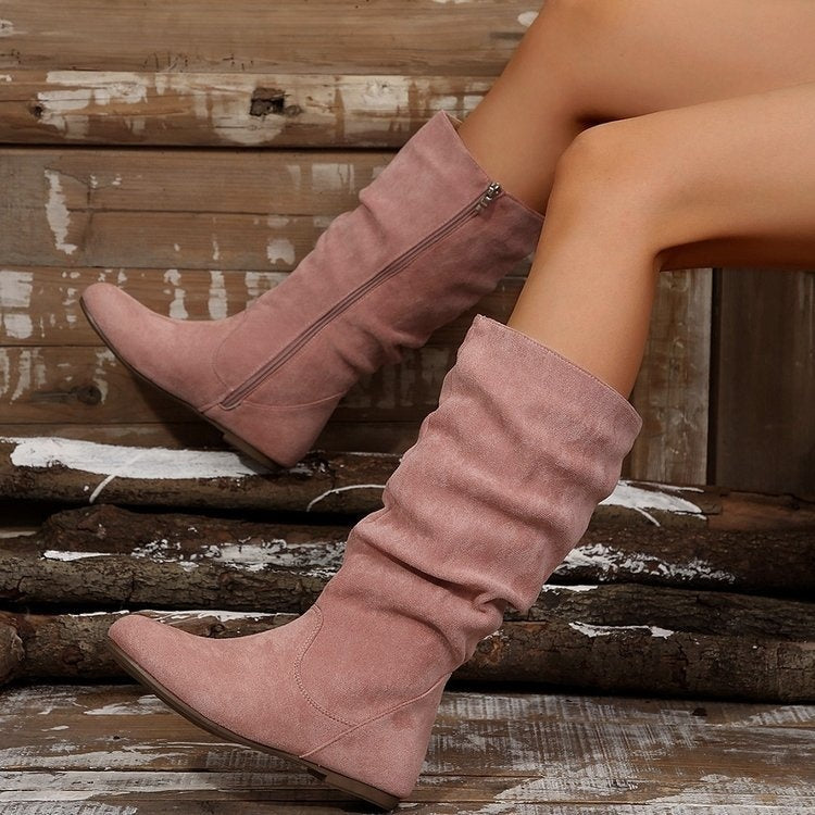 Chic Suede Mid-Calf Boots
