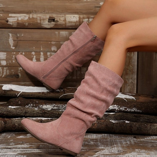 Chic Suede Mid-Calf Boots