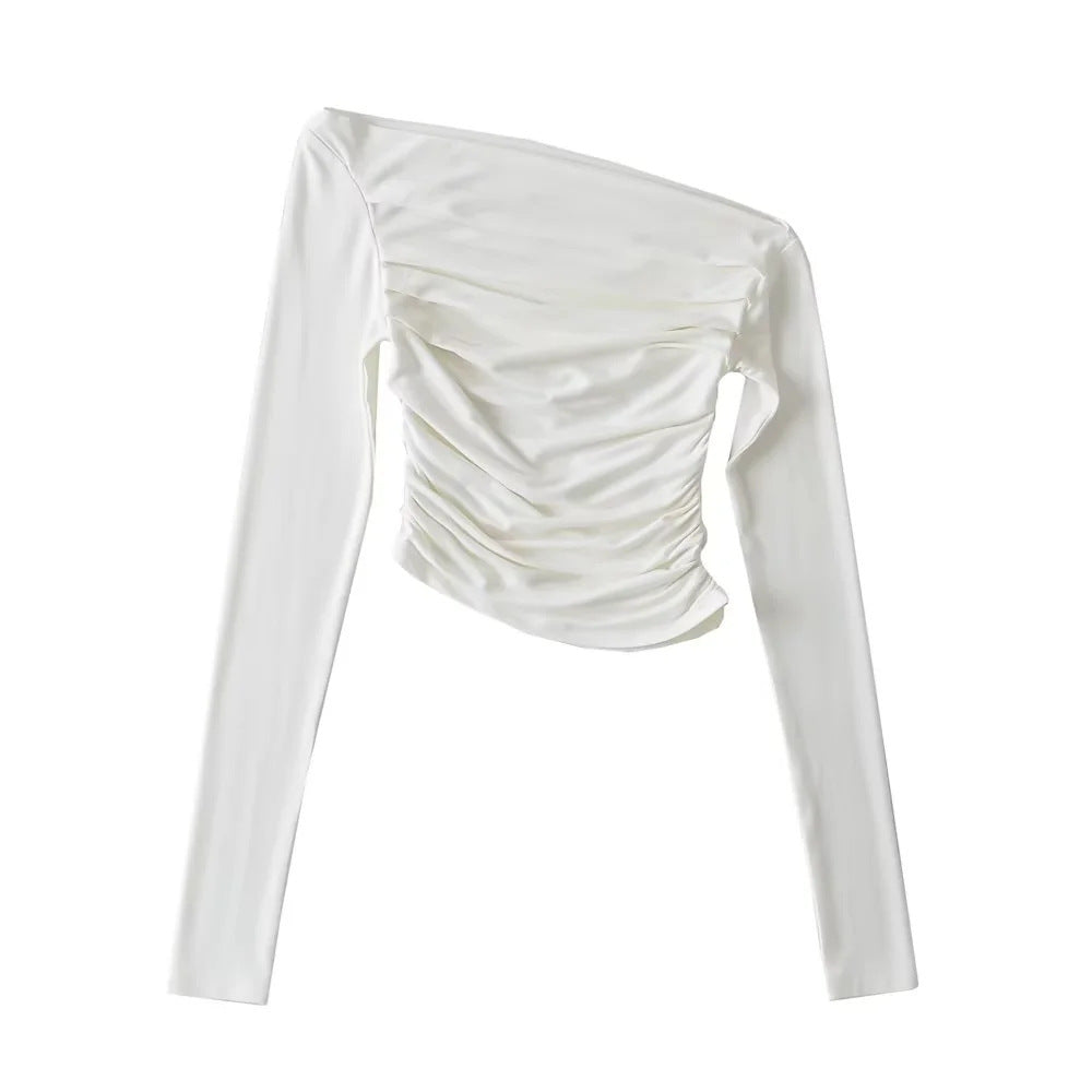 Off-shoulder Off-shoulder Collar Long Sleeve Bottoming Shirt