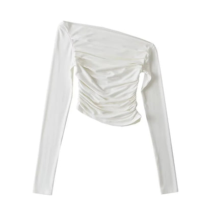 Off-shoulder Off-shoulder Collar Long Sleeve Bottoming Shirt