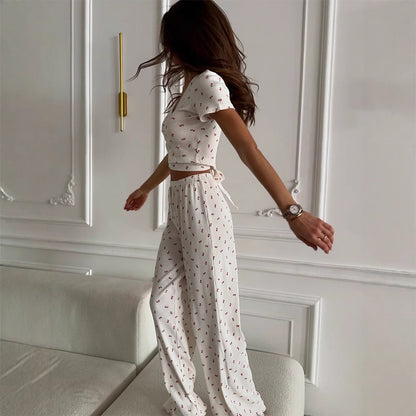 Floral Ribbed Lounge Set