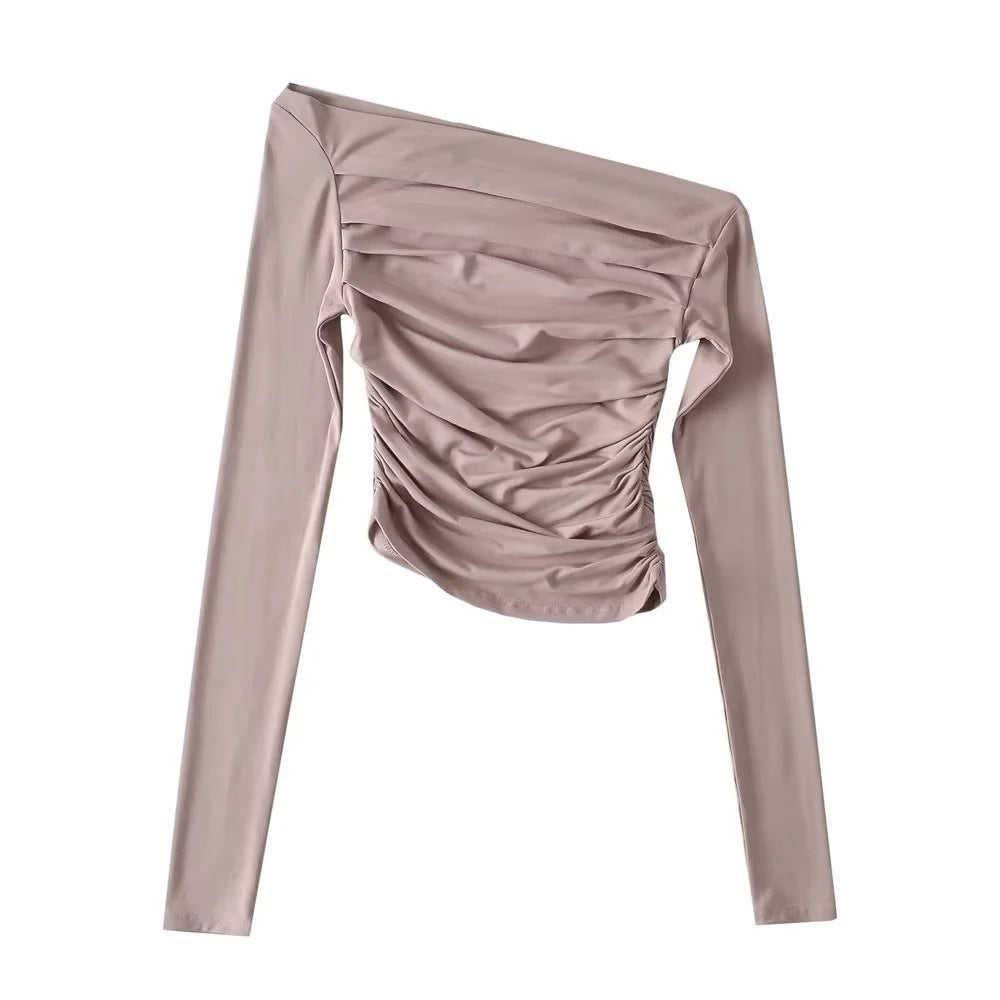 Off-shoulder Off-shoulder Collar Long Sleeve Bottoming Shirt