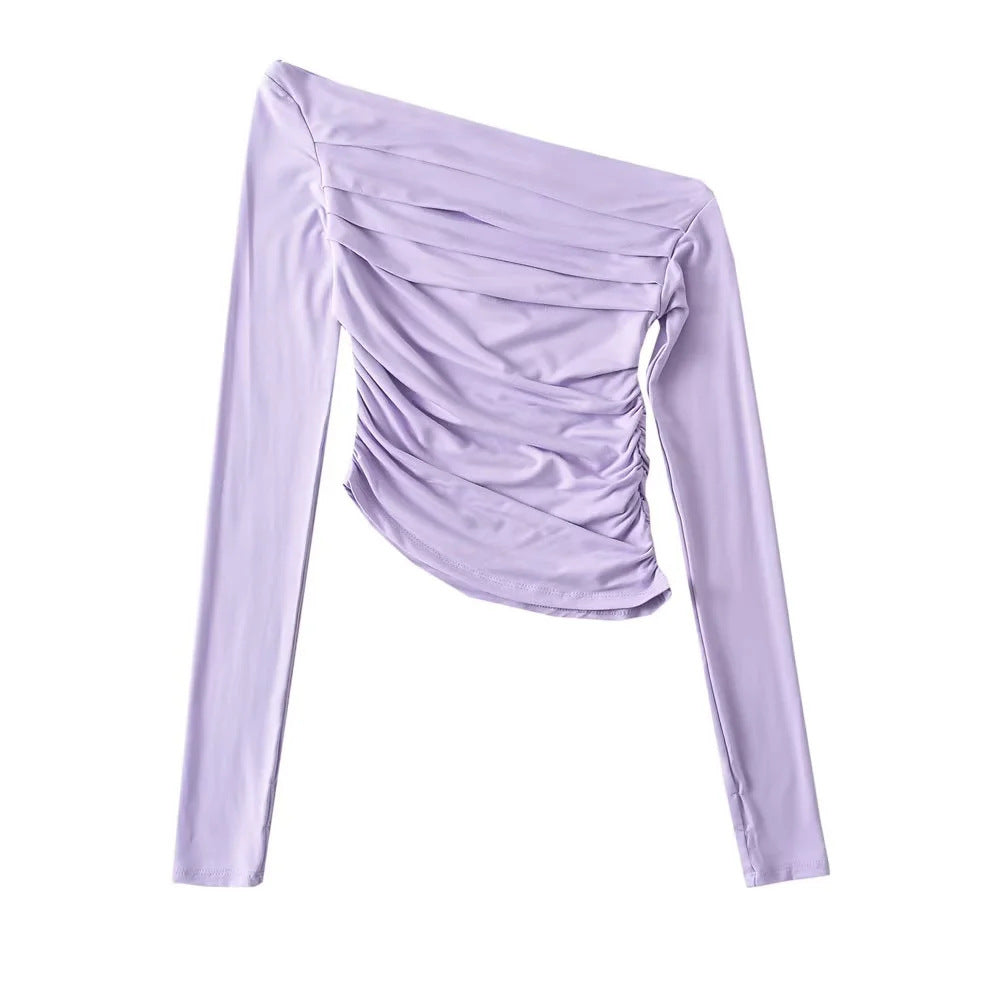 Off-shoulder Off-shoulder Collar Long Sleeve Bottoming Shirt