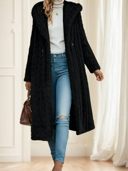 Long Textured Button Coat