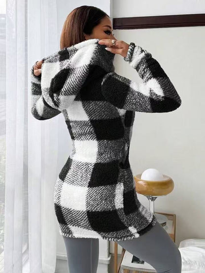 Cozy Plaid Hooded Coat