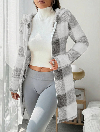 Cozy Plaid Hooded Coat