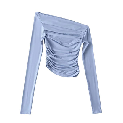 Off-shoulder Off-shoulder Collar Long Sleeve Bottoming Shirt