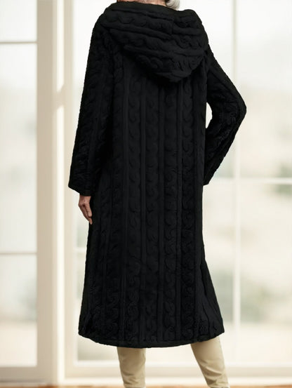 Long Textured Button Coat
