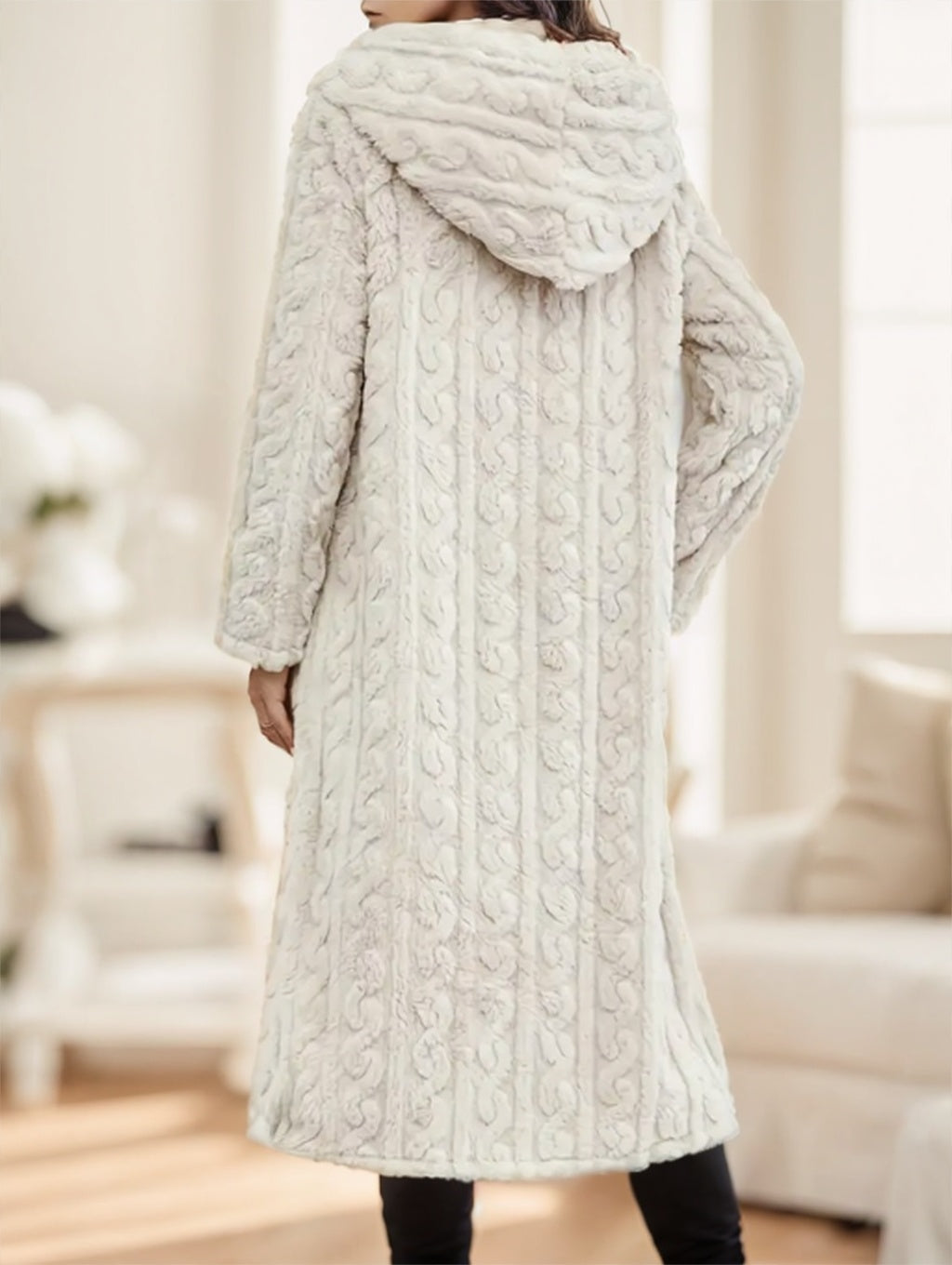 Long Textured Button Coat
