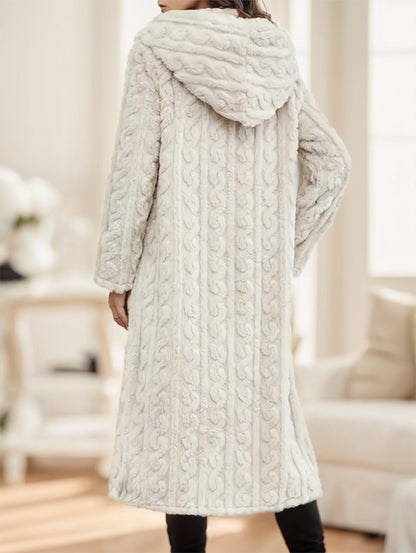 Long Textured Button Coat