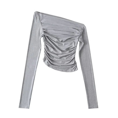 Off-shoulder Off-shoulder Collar Long Sleeve Bottoming Shirt