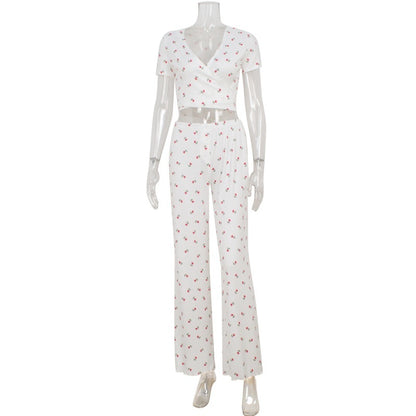 Floral Ribbed Lounge Set