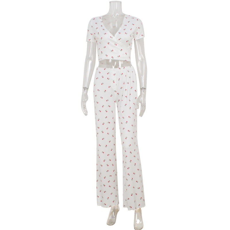 Floral Ribbed Lounge Set
