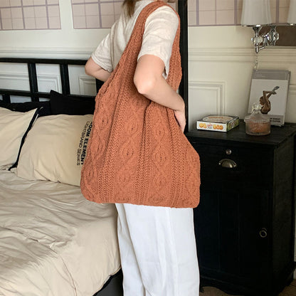 Retro Knitted Bag Handmade Wool Weaving