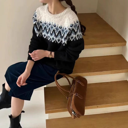 Retro Jacquard Knit Sweater