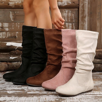 Chic Suede Mid-Calf Boots