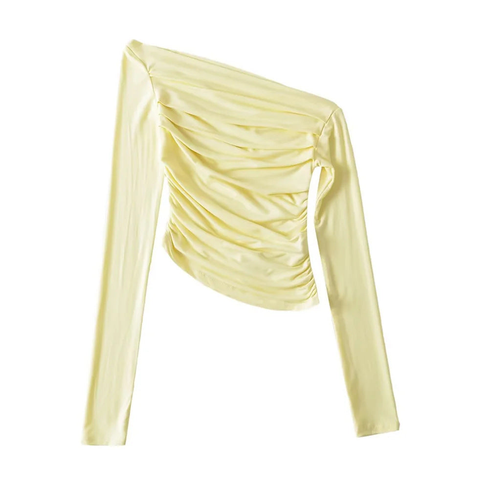 Off-shoulder Off-shoulder Collar Long Sleeve Bottoming Shirt