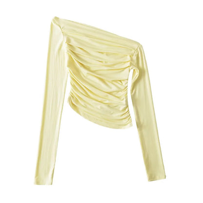 Off-shoulder Off-shoulder Collar Long Sleeve Bottoming Shirt