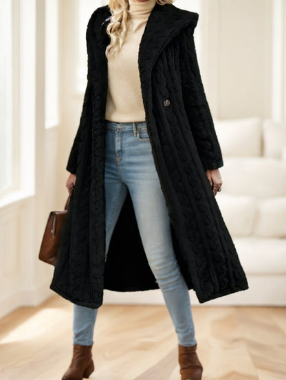 Long Textured Button Coat