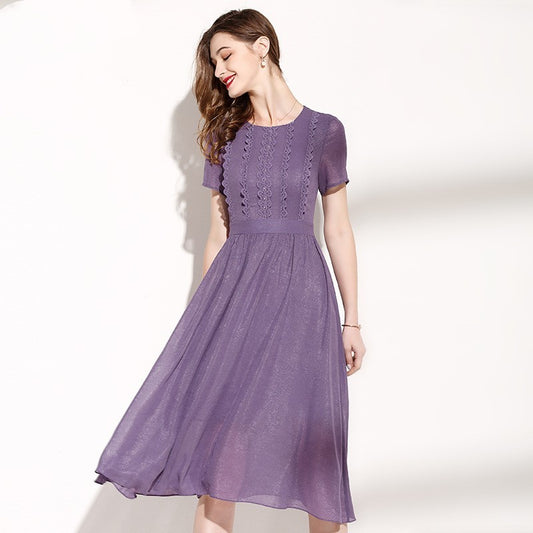 Flowy Purple Midi Dress – Elegant & Feminine