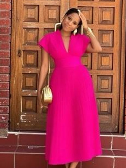 Elegant Pleated Midi Dress