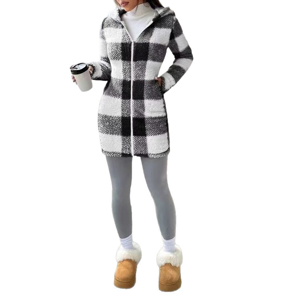 Cozy Plaid Hooded Coat