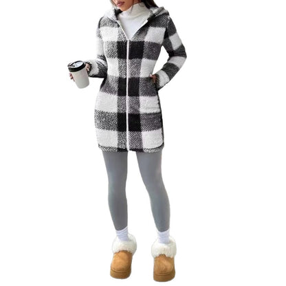 Cozy Plaid Hooded Coat