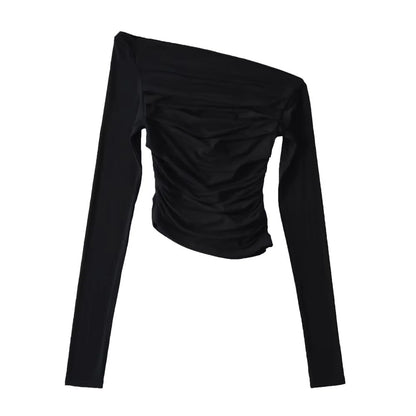 Off-shoulder Off-shoulder Collar Long Sleeve Bottoming Shirt