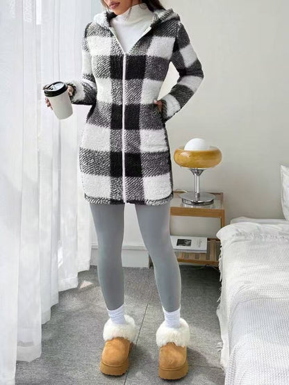 Cozy Plaid Hooded Coat